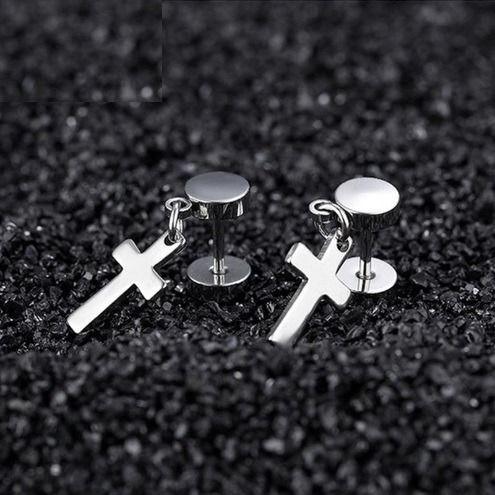 Aros Punk Cruz Silver Space Hombre Mujer Moda 2020 Vintage 2-1