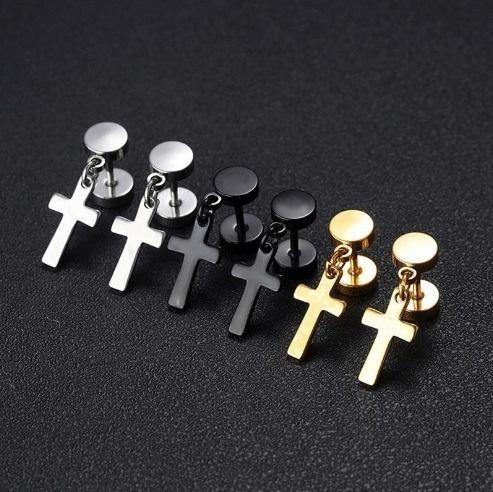 Aros Punk Cruz Silver Space Hombre Mujer Moda 2020 Vintage 2-2
