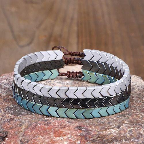 Pulsera Piedra Hematita Black Space Hombre Mujer Moda 2025-3