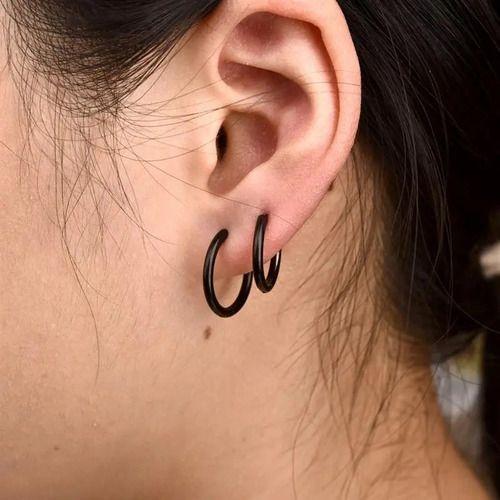 Aros 12mm Punk Hombre Mujer Silver Manba Earing-3