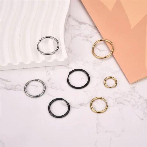 Aros 12mm Punk Hombre Mujer Silver Manba Earing-4