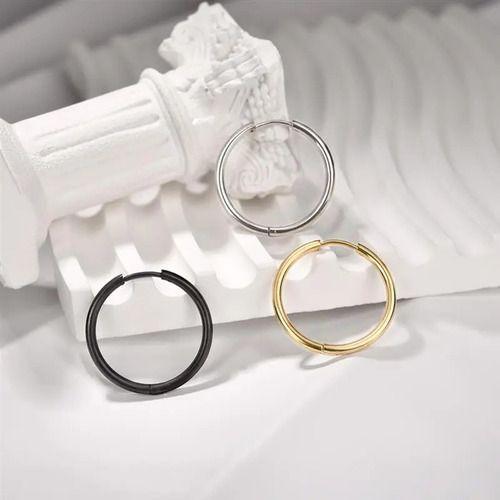 Aros 12mm Punk Hombre Mujer Silver Manba Earing-5