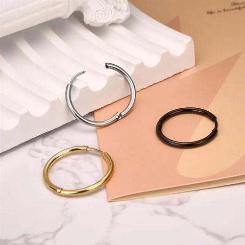 Aros 12mm Punk Hombre Mujer Silver Manba Earing-7
