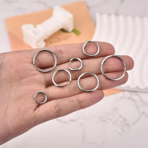 Aros 12mm Punk Hombre Mujer Silver Manba Earing-8