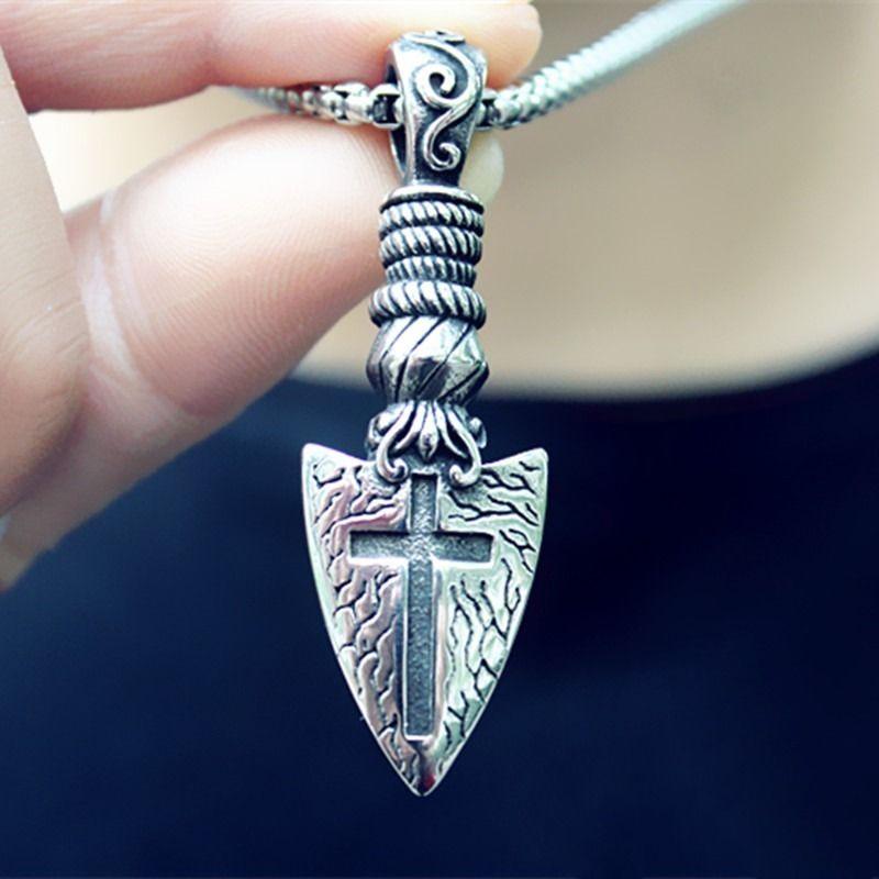 Collar Cruz Flecha Silver Space Hombre Mujer Moda Masculina-2