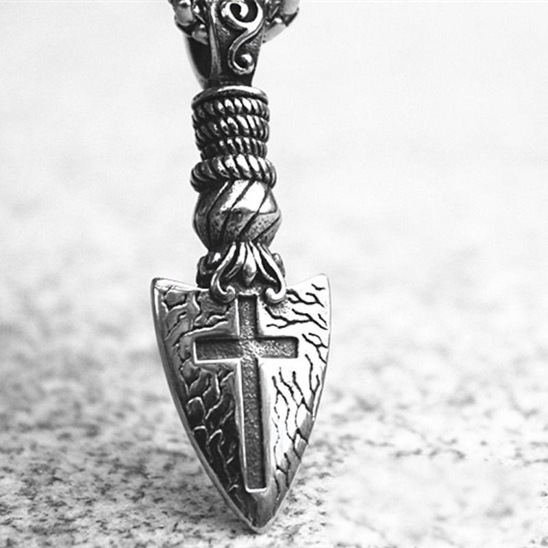 Collar Cruz Flecha Silver Space Hombre Mujer Moda Masculina-3
