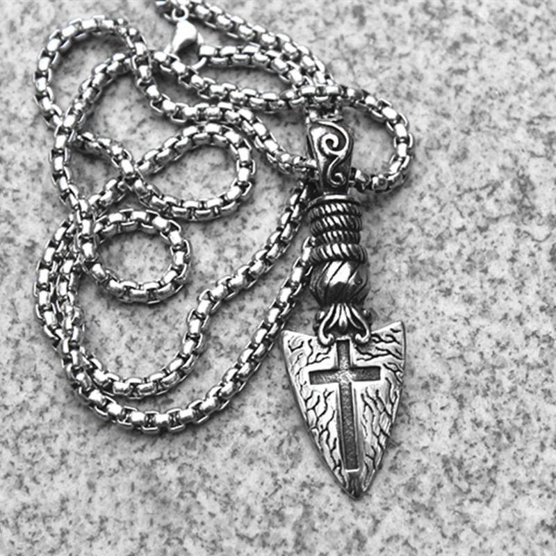 Collar Cruz Flecha Silver Space Hombre Mujer Moda Masculina-4