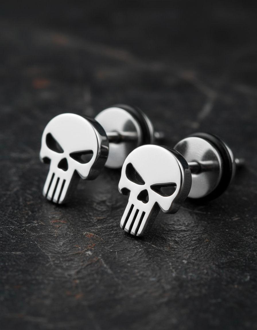Aros Punk Hombre Mujer Calavera Silver Earing Moda 2019-4