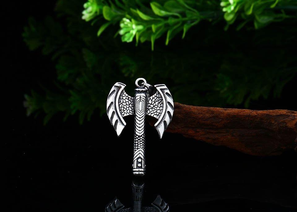 Collar Acero Silver Vikingo Doble Filo Hombre.-4