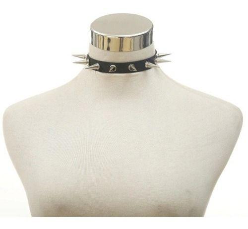 Collar Gargantilla Gotica De Cuero Puntas Hombre Mujer M2-2