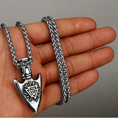 Collar Amuleto Vikingo Punta Flecha Valknut Hombre Mujer-1