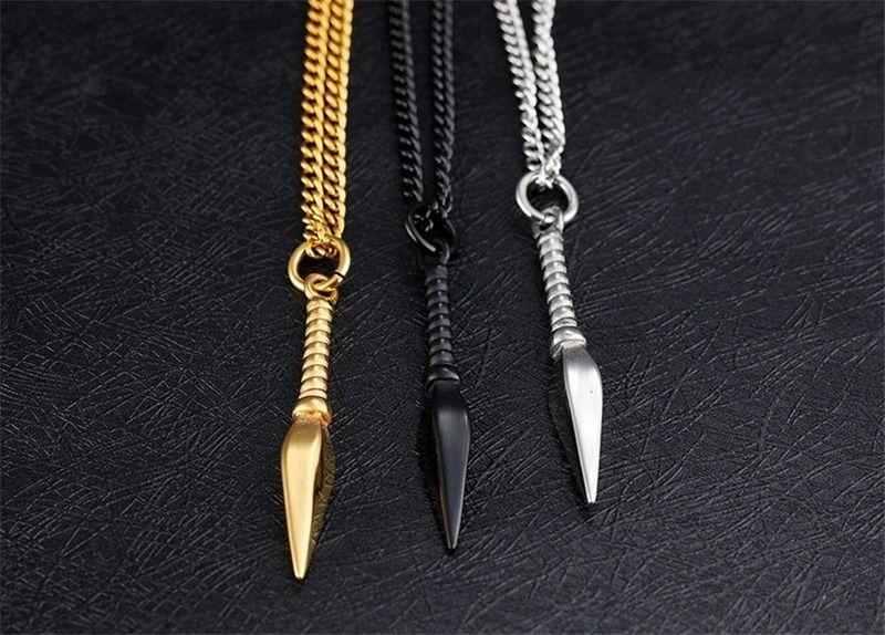 Collar De Kunai Black Titanio Hombre Mujer Moda-2