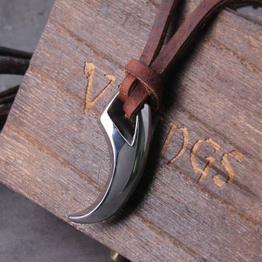 Collar De Cuero Garra Vikinga Oso Hombre Mujer Moda-3