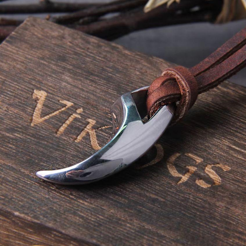 Collar De Cuero Garra Vikinga Oso Hombre Mujer Moda-6