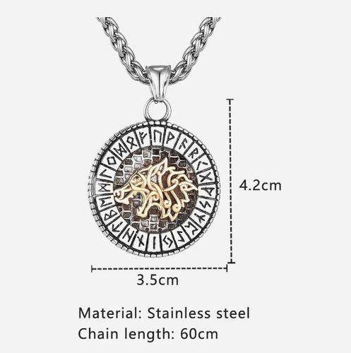 Collar Vikingo Lobo Acero Hombre Moda Vikinga-4