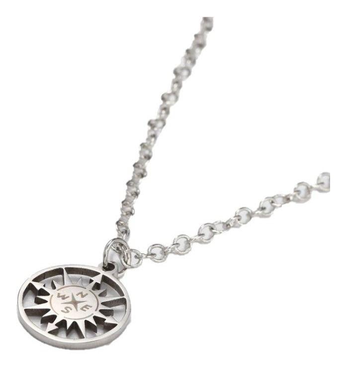 Collar Brújula Silver Space Hombre Mujer Moda M-0