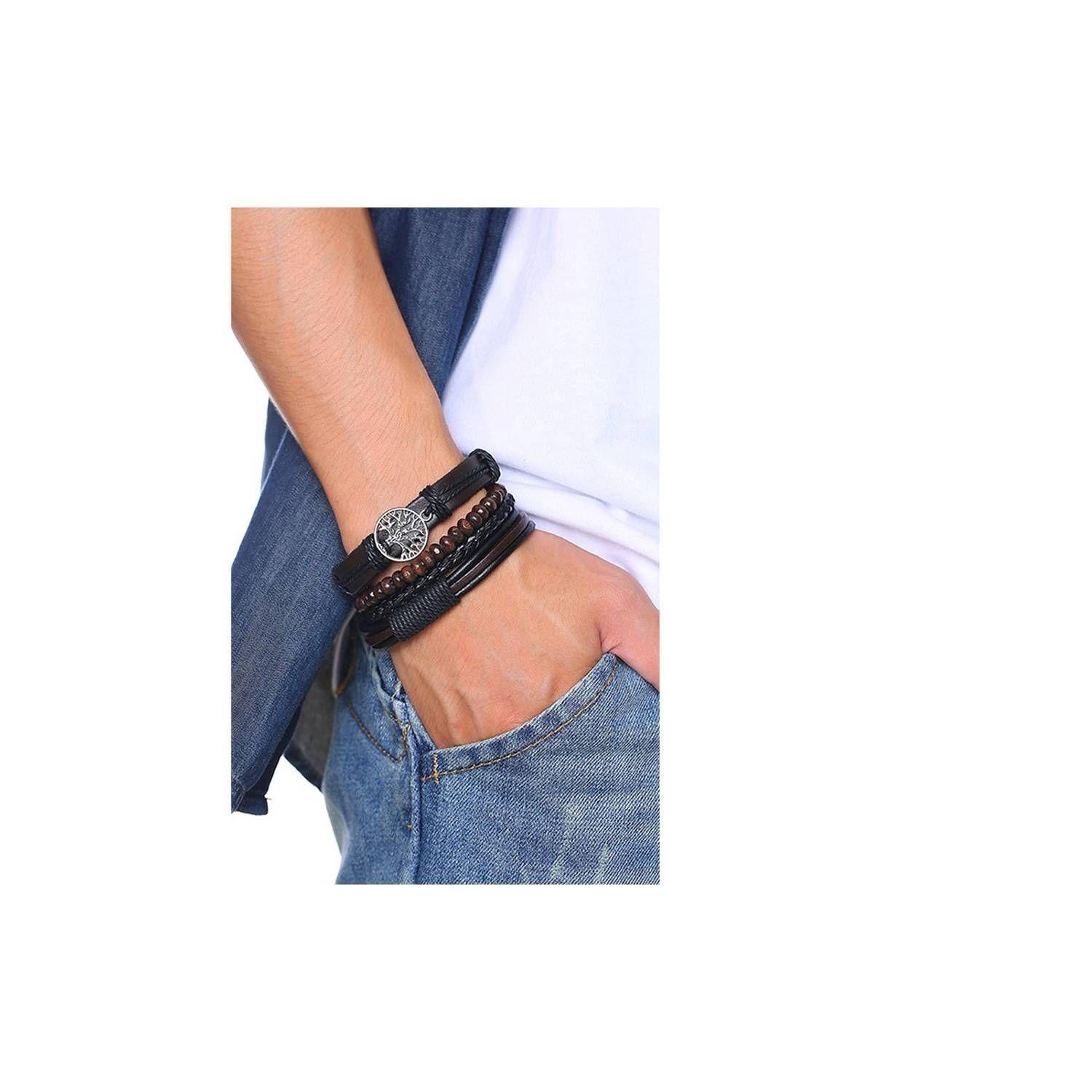 Pulsera De Hombre Y Mujer De Cuero Arbol De La Vida-2