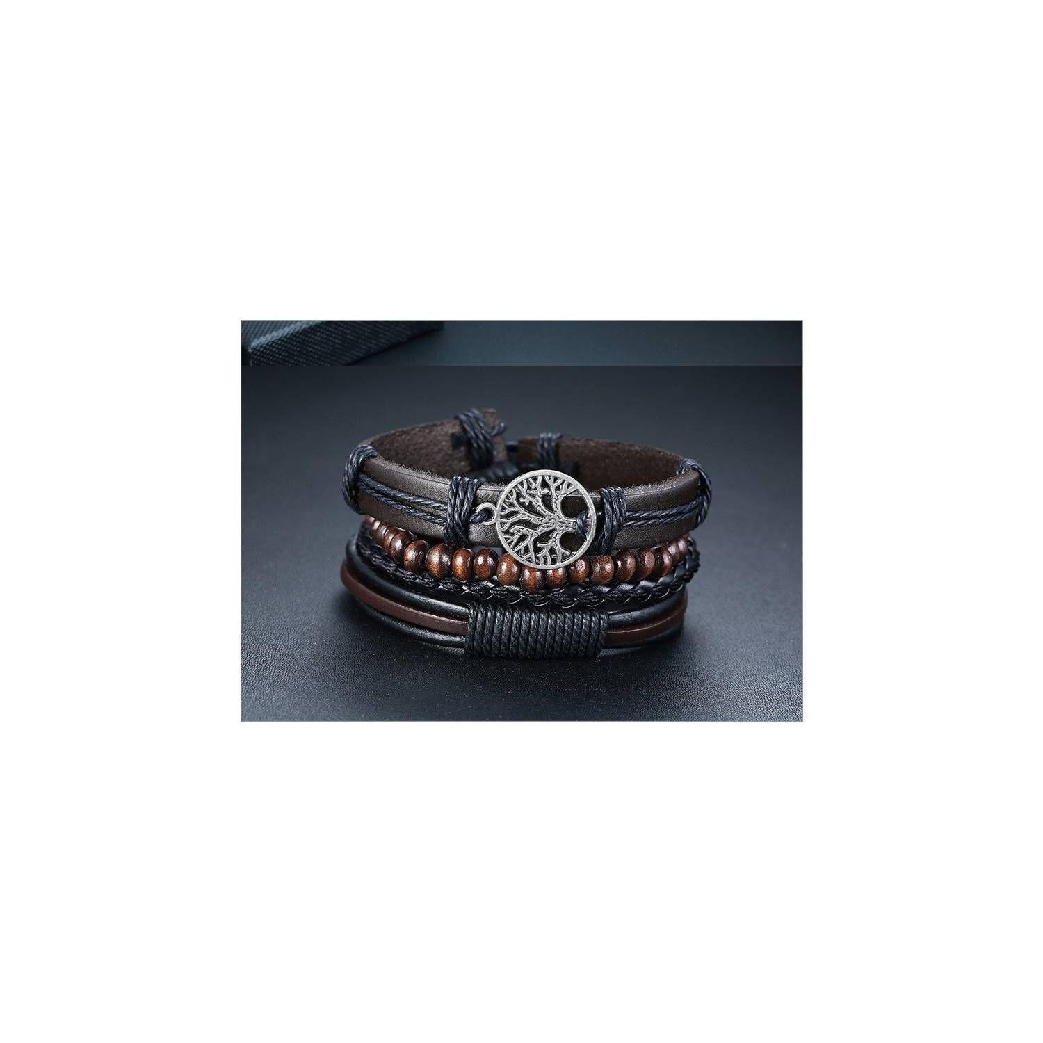 Pulsera De Hombre Y Mujer De Cuero Arbol De La Vida-3
