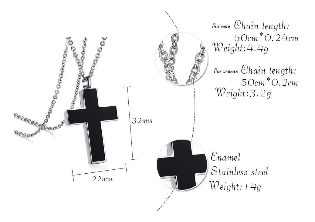 Collar Cruz Silver Black Space Hombre Mujer Moda Style-1