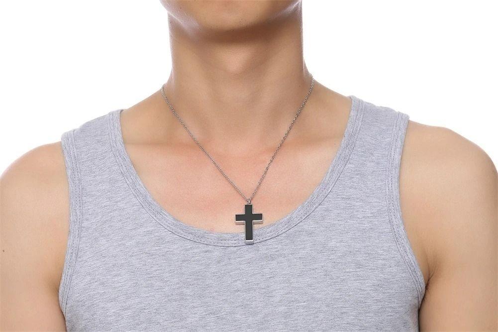 Collar Cruz Silver Black Space Hombre Mujer Moda Style-4
