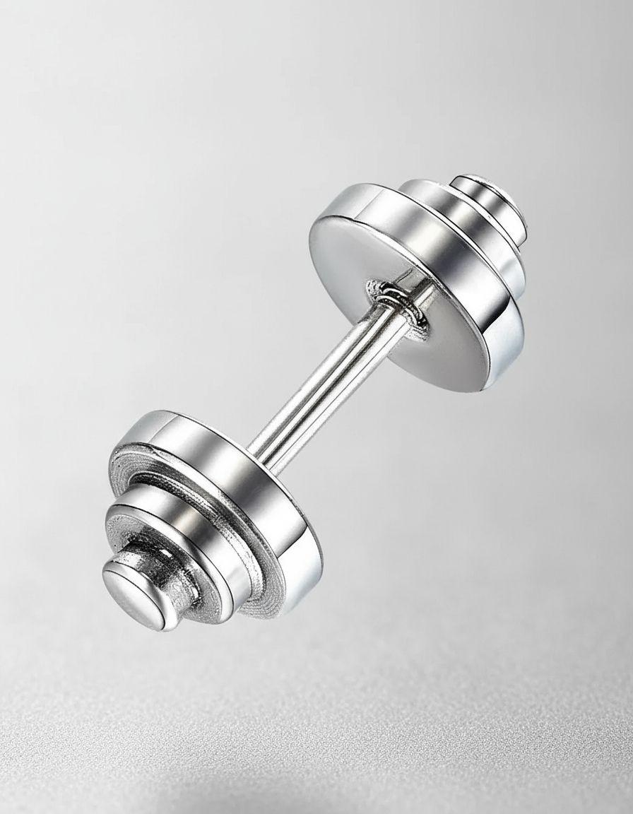 Aros Mancuernas Gym Silver Ring Hombre Mujer 8mm-4