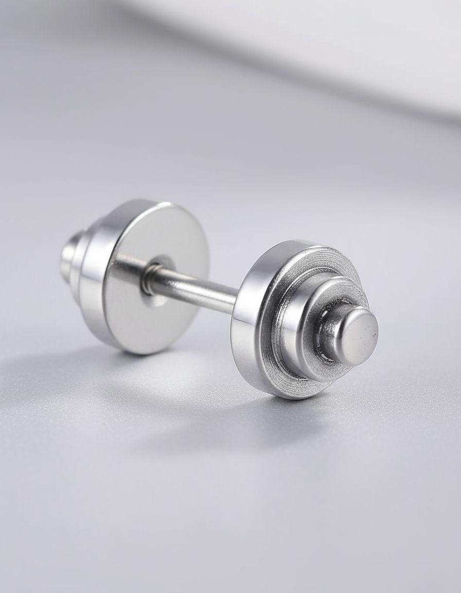 Aros Mancuernas Gym Silver Ring Hombre Mujer 8mm-5