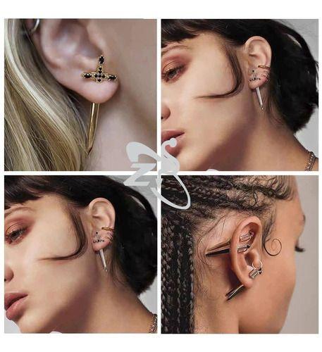 Aros Punk Hombre Mujer Espada Silver Space Earing-3