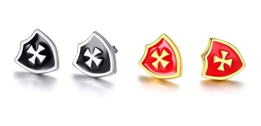 Aros Punk Hombre Mujer Cruz Medieval Red Earing Moda 2021-4