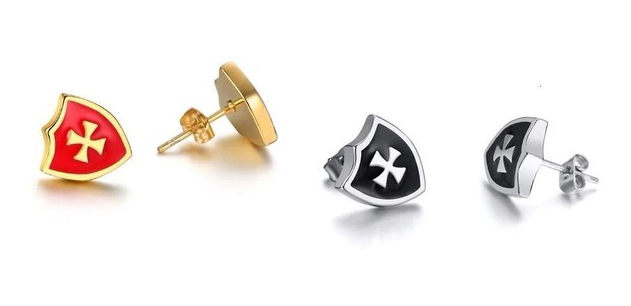 Aros Punk Hombre Mujer Cruz Medieval Red Earing Moda 2021-6