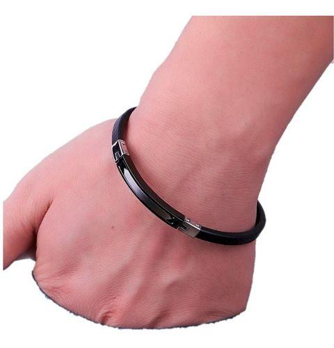 Pulsera De Caballero De Cuero Cafe Elegante Y Juvenil 70-0