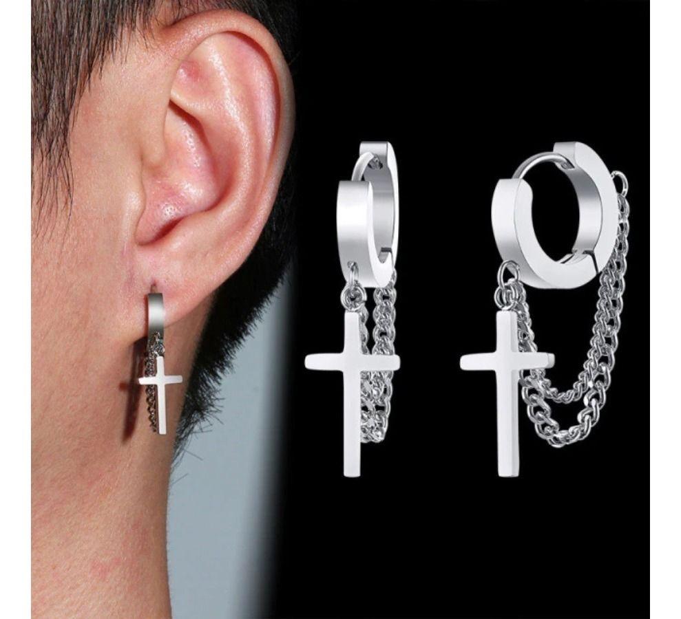 Aros Punk Cruz Silver Space Chains Hombre Mujer-2