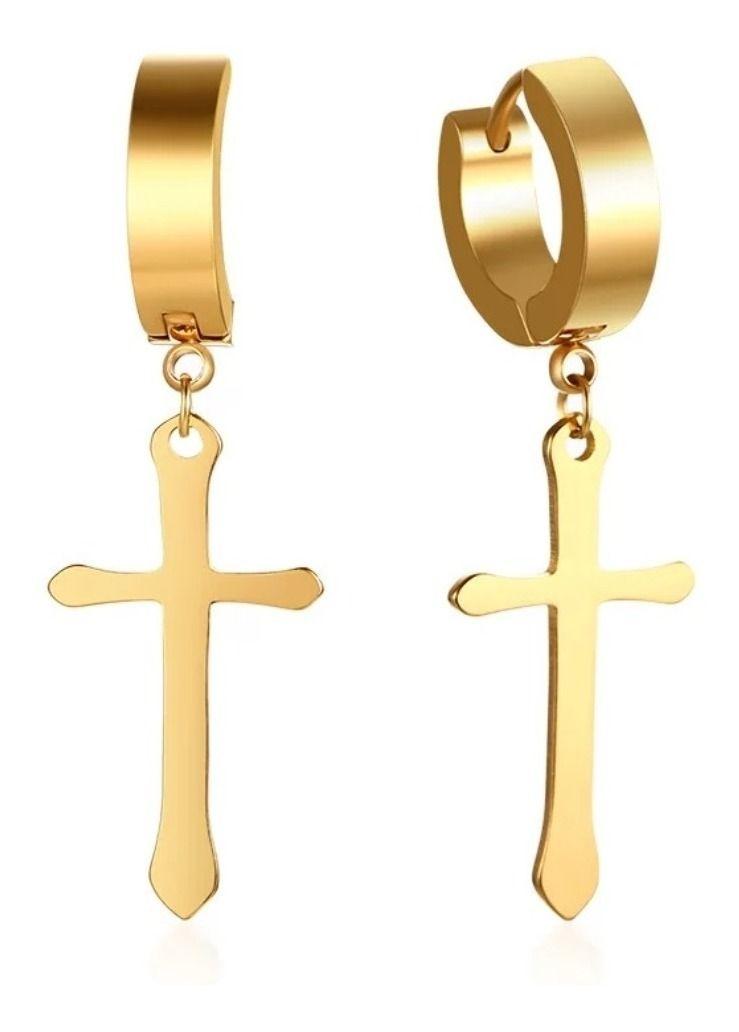 Aros Punk Cruz Gold Space Hombre Mujer Moda 2019 Vintage-0