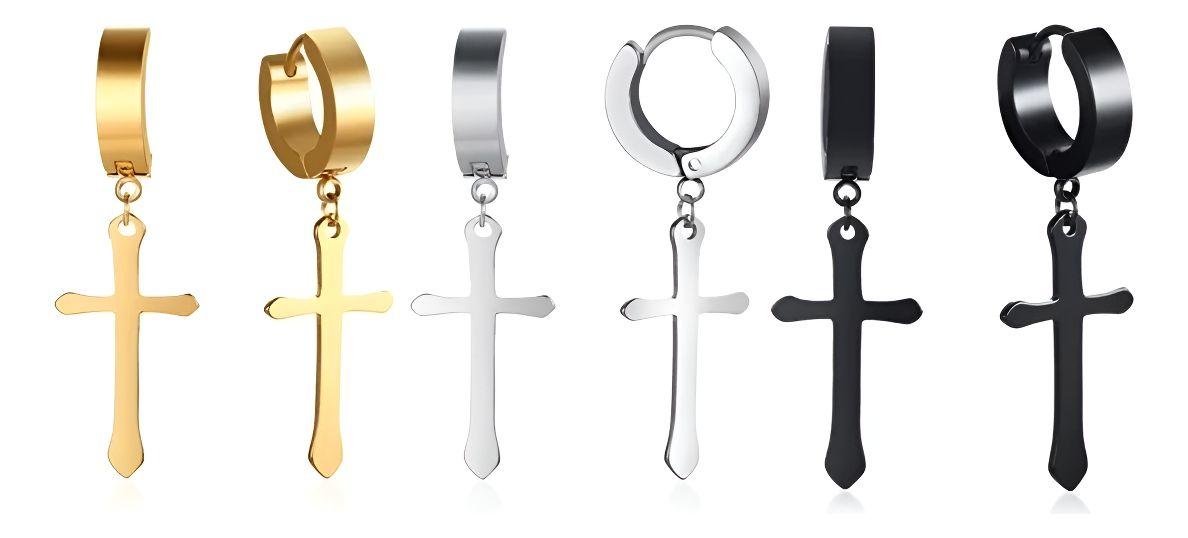 Aros Punk Cruz Gold Space Hombre Mujer Moda 2019 Vintage-1