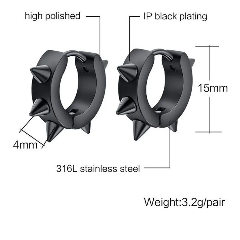 Aros Punk Hombre Mujer Silver Earing Moda-2