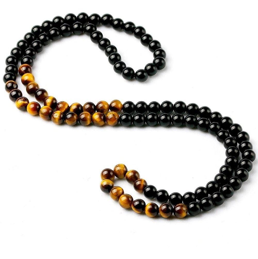 Collar De Piedra Onix Y Ojo De Tigre 8mm Hombre Mujer 2020-2