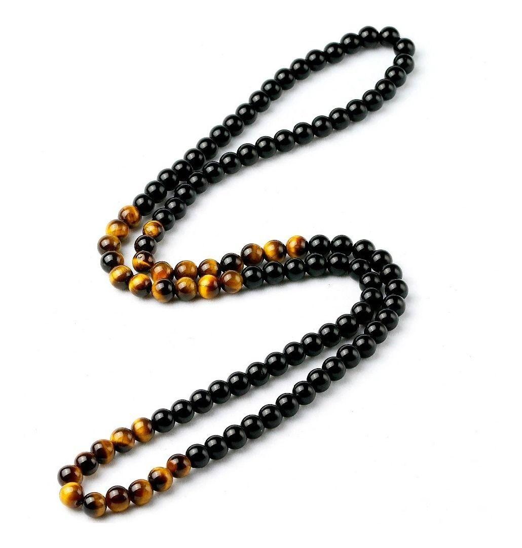 Collar De Piedra Onix Y Ojo De Tigre 8mm Hombre Mujer 2020-3