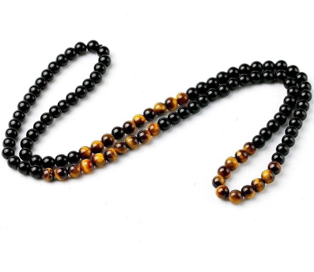 Collar De Piedra Onix Y Ojo De Tigre 8mm Hombre Mujer 2020-4