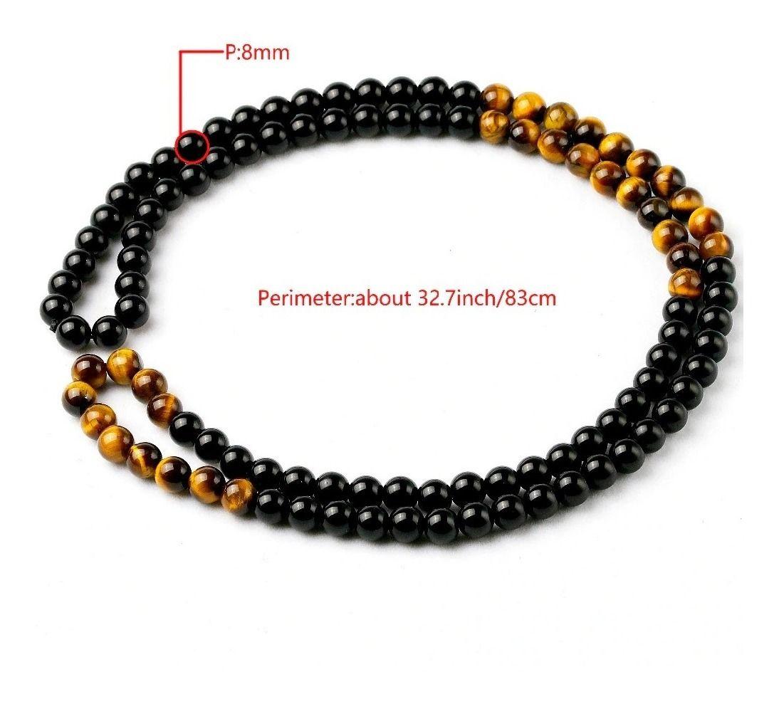 Collar De Piedra Onix Y Ojo De Tigre 8mm Hombre Mujer 2020-5