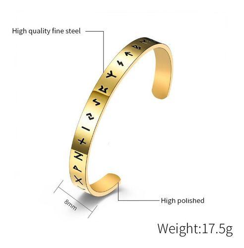 Pulsera Vikinga Runas Black Hombre Moda Acero Quirurgico-2