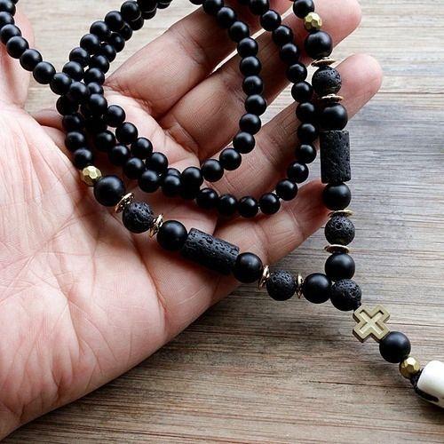 Collar Piedra Onix Volcanica Diente Hombre Mujer Moda 2020-2