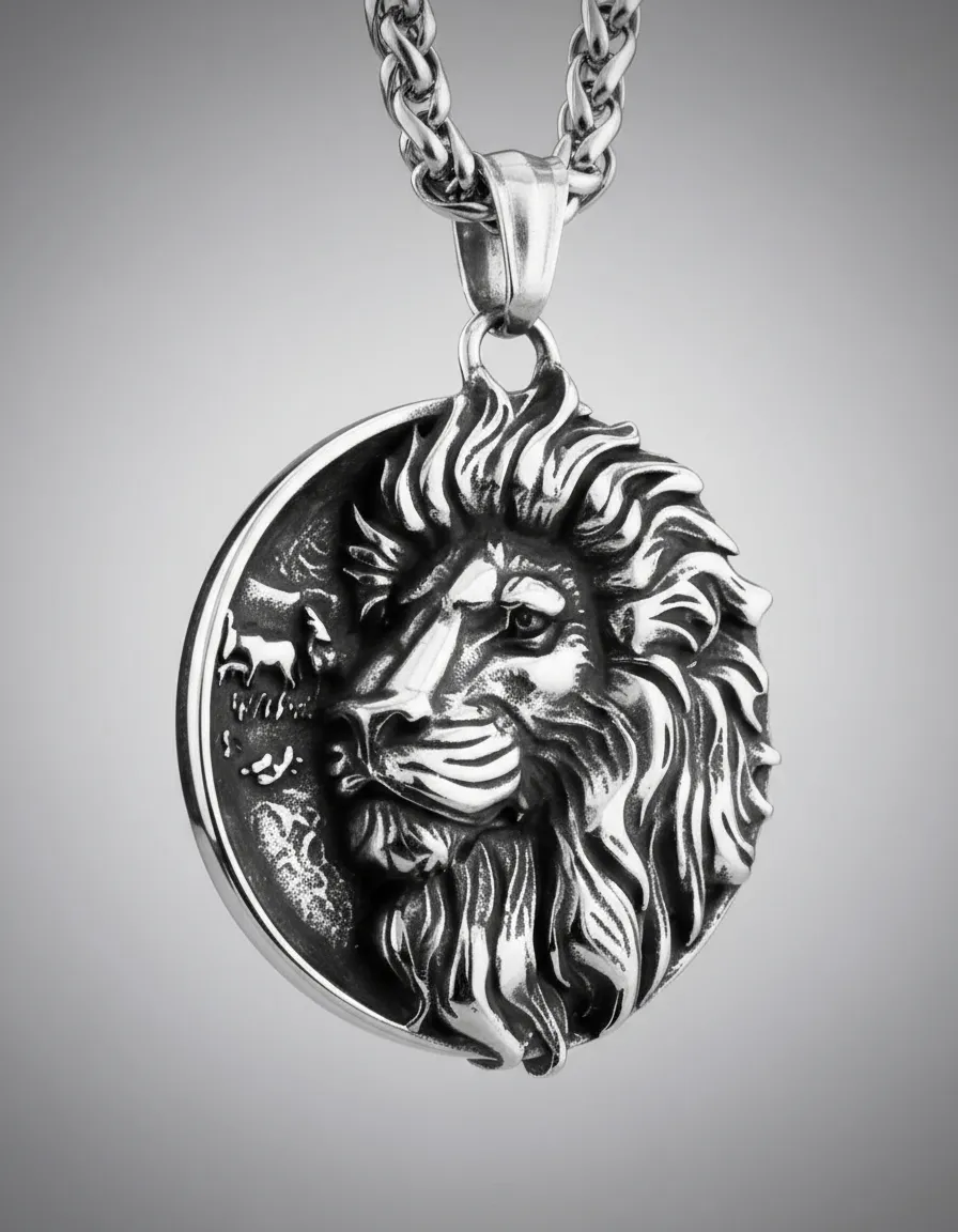 Collar León Titanio Rey Hombre Caballeros Moda Masculina-2