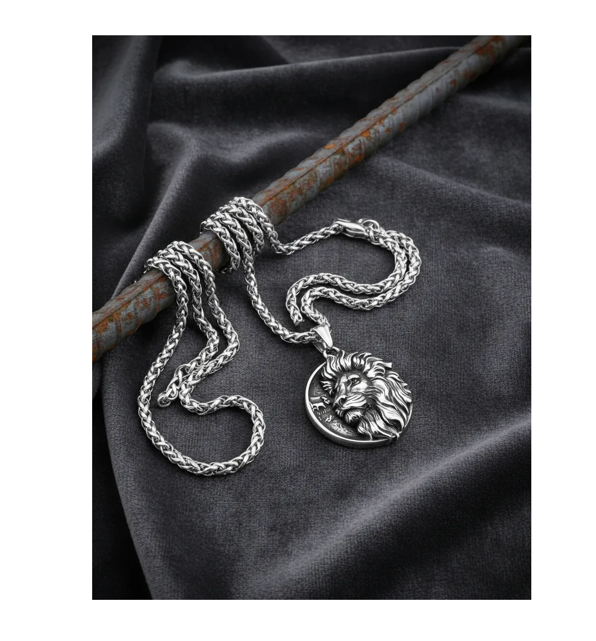 Collar León Titanio Rey Hombre Caballeros Moda Masculina-3