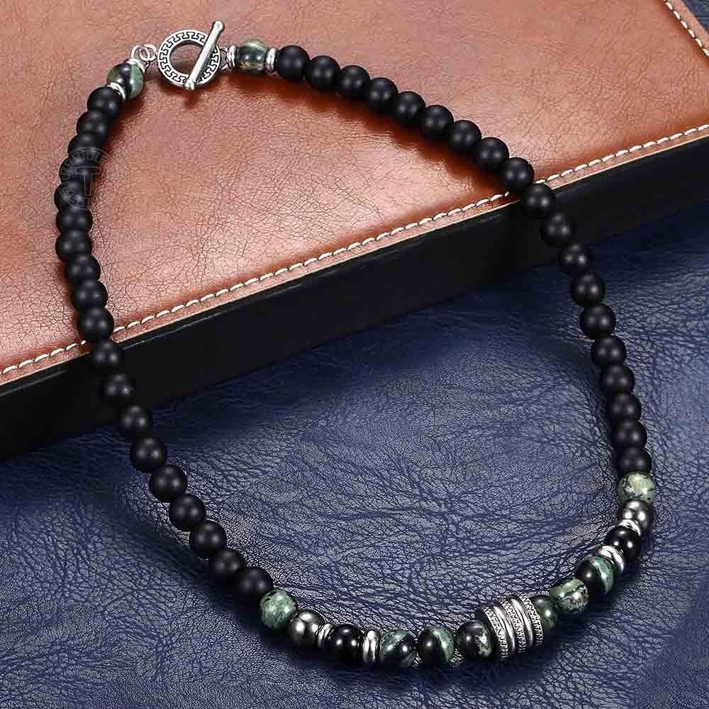 Collar Piedra Onix Y Jaspe Hombre Moda Unisex-3