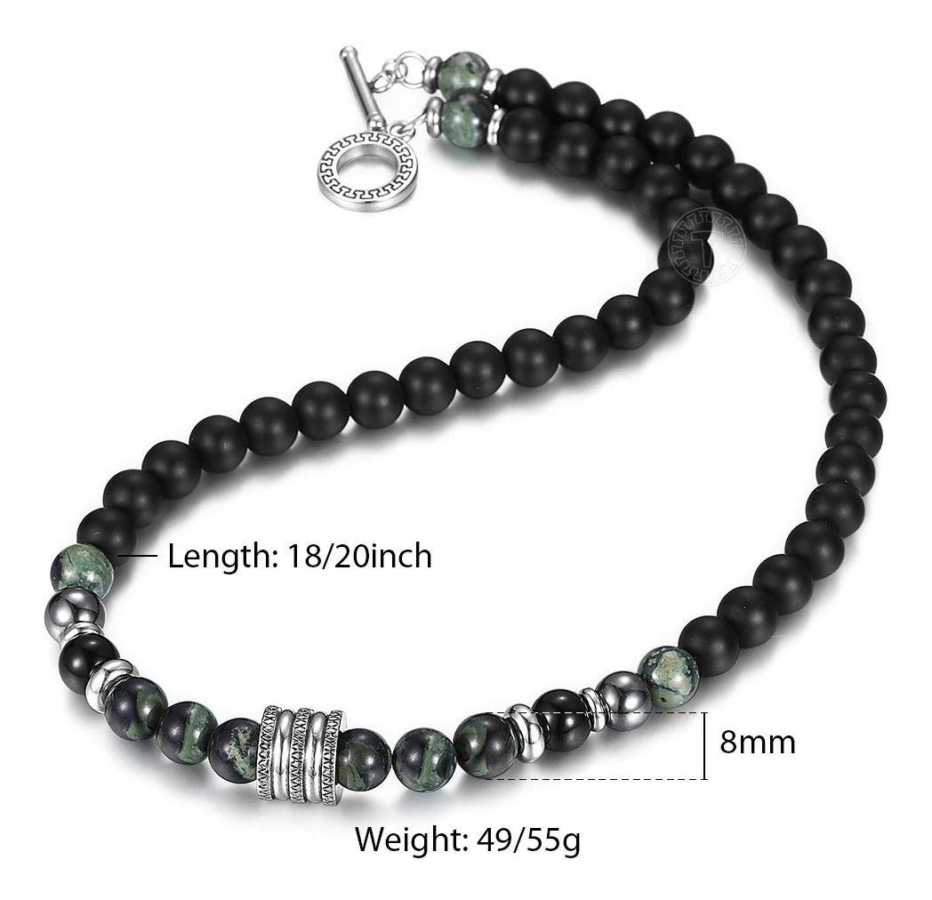 Collar Piedra Onix Y Jaspe Hombre Moda Unisex-4