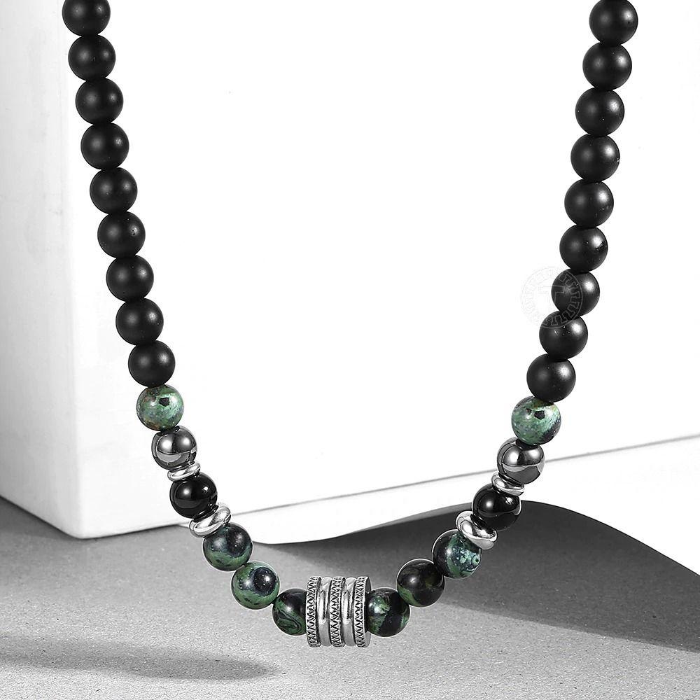 Collar Piedra Onix Y Jaspe Hombre Moda Unisex-5