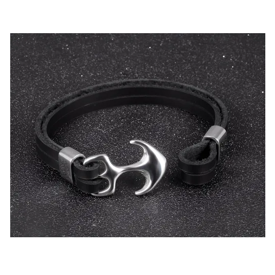 Pulsera De Cuero Ancla Hombre Caballeros Moda 2021 4-4