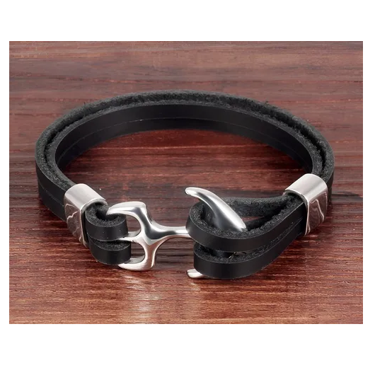 Pulsera De Cuero Ancla Hombre Caballeros Moda 2021 4-5
