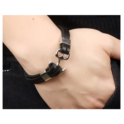 Pulsera De Cuero Ancla Hombre Caballeros Moda 2021 4-1