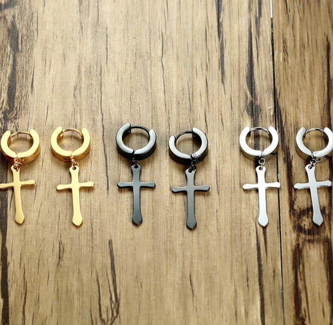 Aros Punk Cruz Silver Space Hombre Mujer Moda 2019 Vintage-2