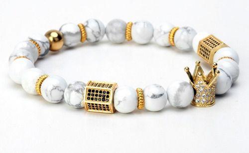 Pulsera De Hombre Caballero Corona Dorada Elegante Juvenil-2